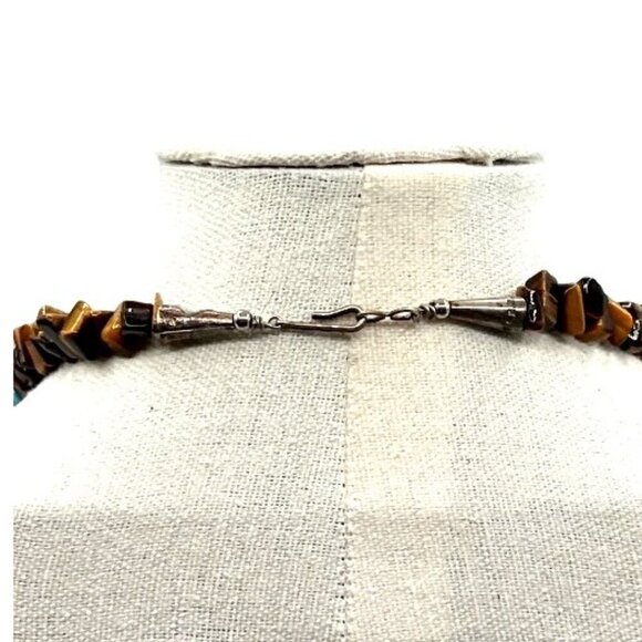 Vintage Tiger Eye & Genuine Turquoise Beaded Necklace - Picture 5 of 6